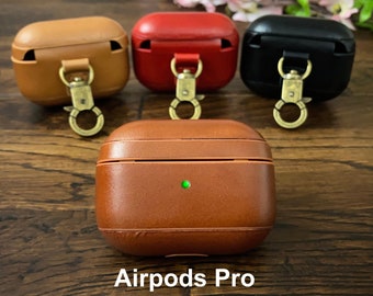 Personalized Airpod Case 1-2-3 Pro Leather Custom Airpods 1st 2nd 3rd Generation Case Monogram Air Pod Cover with Keychain Gift for Her Him