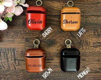 Leather Airpod Case Personalized Airpod 1-2-3-4 Case with hook Custom Airpods Pro 1-2-3 Case Keychain Airpod Cover Birthday Anniversary Gift