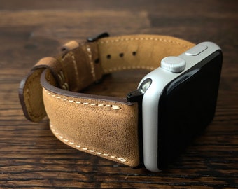 Leather Watch Band, Apple Watch Band, Leather Watch Strap, 18mm 20mm 22mm Fossil Watch Bands, Personalized Leather, Fitbit Versa 1 2 3 Bands