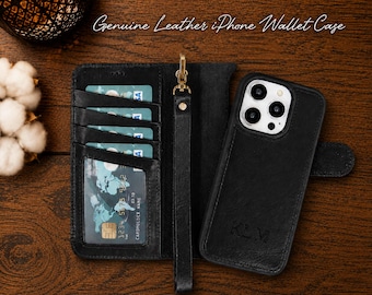Personalized Leather Wallet Case For iPhone 17 16, iPhone 15 Plus Cover 14-13 Pro Max Case iPhone 12 Mini Case Card Holder RFID iPhone Air