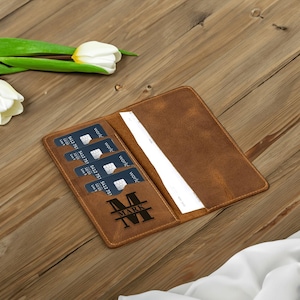 Cartera de chequera personalizada, regalo para mujer, funda de chequera grabada, regalo para su madre, chequera de cuero, regalo para mamá, regalo para novia