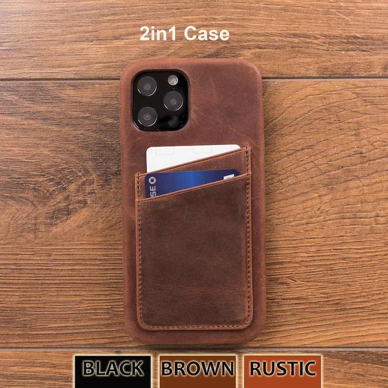 Monogram iPhone 17 16 15 Pro Leather Case Card Holder, Customized iPhone Air Case, iPhone 14 Case, Leather iPhone 13 Pro Max Case, 12 Mini