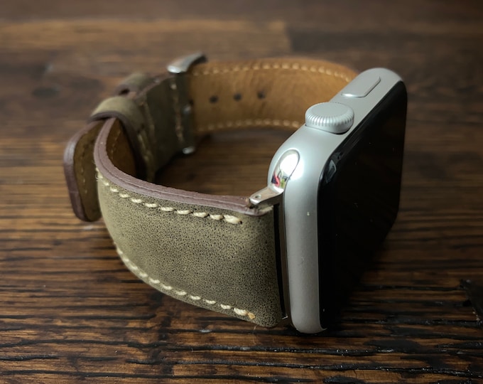Monogram Leather Apple Watch Band 42mm 44mm 45mm 46mm 49mm Man Apple Watch Strap 38mm 40mm 41m Custom Leather iWatch Band Gift for Him Women