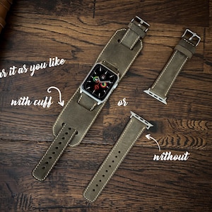 Leather Apple Watch Cuff Band 42mm 46mm 49mm Custom Apple Watch Strap 44mm Men Women Apple Watch 40mm Monogram Leather Apple Watch Band 38mm