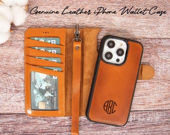 Personalized Leather iPhone 17 16 Pro Max Wallet Case,iPhone 15-14-13-12-11 Pro Case iPhone Air SE Cover Card Holder RFID MagSafe Gift Women