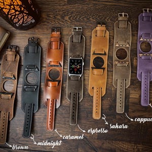Leather Apple Watch Cuff Band 42mm 46mm 49mm Custom Apple Watch Strap 44mm Men Women Apple Watch 40mm Monogram Leather Apple Watch Band 38mm