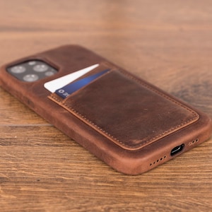 Monogram iPhone 17 16 15 Pro Leather Case Card Holder, Customized iPhone Air Case, iPhone 14 Case, Leather iPhone 13 Pro Max Case, 12 Mini