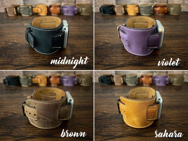 Leather Apple Watch Cuff Band 42mm 46mm 49mm Custom Apple Watch Strap 44mm Men Women Apple Watch 40mm Monogram Leather Apple Watch Band 38mm