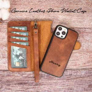 Leather Wallet Case For iPhone 16 Pro Max, iPhone 15-14-12-11 Pro Case, iPhone 7-8-SE Cover Card Holder RFID MagSafe Personalized Gift Women