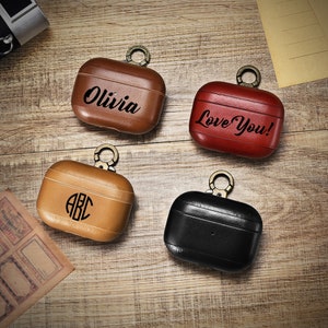 Genuine Leather Airpods Pro 1-2 Case, Airpod 1-2-3-4 Case Cover, Airpod Pro Case Keychain Leather Protector Valentines gifts for her him