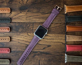 Bracelet en cuir pour Apple Watch 38 mm, 40 mm et 41 mm ; bracelet pour Apple Watch Ultra 42 mm, 44 mm, 45 mm, 46 mm et 49 mm ; bracelet en cuir pour Apple Watch ; cadeau pour lui ou pour elle