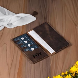 Cartera para chequera, regalo para esposo, funda para chequera grabada, regalo para papá, chequera de cuero personalizada, regalo para novio, regalo para hombre.