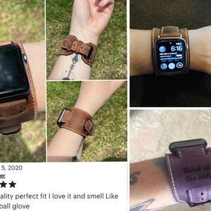 Leather Apple Watch Cuff Band 42mm 46mm 49mm Custom Apple Watch Strap 44mm Men Women Apple Watch 40mm Monogram Leather Apple Watch Band 38mm