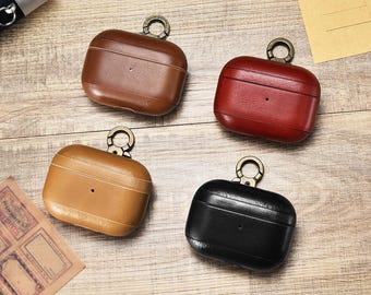 AirPod Case: Personalized Leather AirPods Cover for AirPods 1 2 3 Pro with Keychain