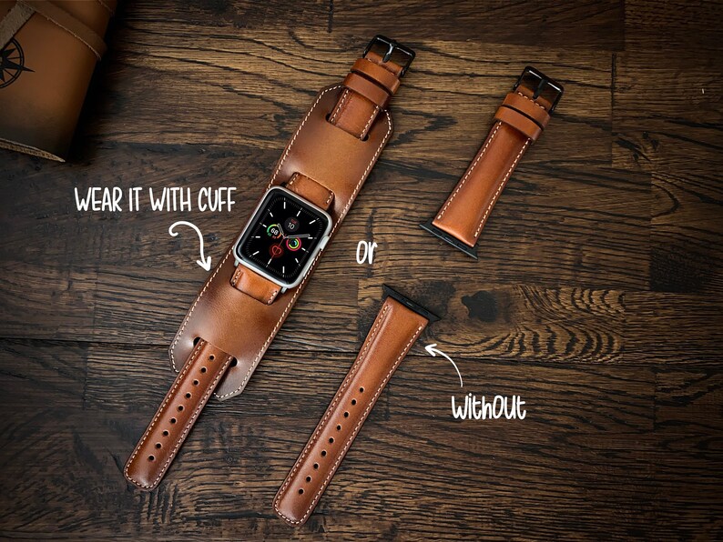 Leather Apple Watch Band 49-38mm Unisex Custom Handmade Apple Watch Band 46mm 45mm 44mm 42mm 41mm 40mm Watch Strap Gift Women Cuff Monogram
