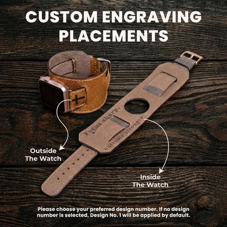 Leather Apple Watch Cuff Band 42mm 46mm 49mm Custom Apple Watch Strap 44mm Men Women Apple Watch 40mm Monogram Leather Apple Watch Band 38mm
