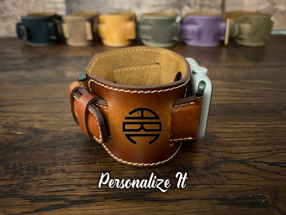 Apple Watch Strap, Leather Apple Watch Band Men Custom Handmade 38mm 40mm 41mm 42mm 44mm 45mm 46mm 49mm