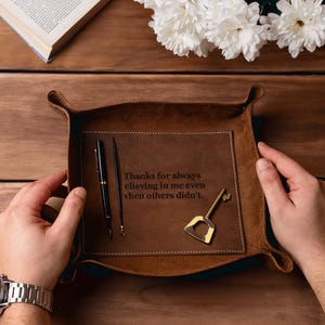 Leather Tray Gift For Men, Personalized For Him Dad, Christmas Gift For Husband, Dnd Dice Tray For Boyfriend, Catch All Tray, Valet Tray
