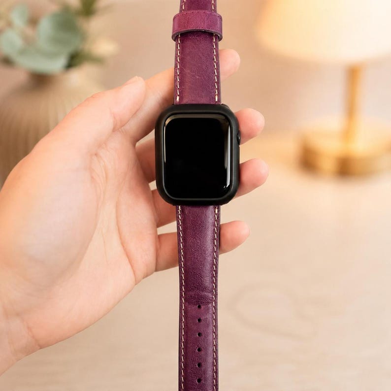 Monogram Leather Apple Watch Band 42mm 44mm 45mm 46mm 49mm Man Apple Watch Strap 38mm 40mm 41m Custom Leather iWatch Band Gift for Him Women