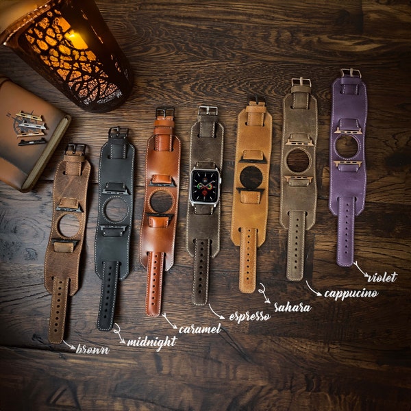 Apple Watch Band 2in1 38mm 40mm 41mm 42mm 44mm 45mm 46mm 49mm Leather Strap Custom iWatch Series 1 2 3 4 5 6 7 8 9 10 11 ULTRA 2 Cuff Gift