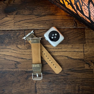 Monogram Leather Apple Watch Band 42mm 44mm 45mm 46mm 49mm Man Apple Watch Strap 38mm 40mm 41m Custom Leather iWatch Band Gift for Him Women