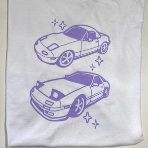 BFFS - NA Miata & Fc Rx-7 Mazda cute jdm tshirt - lavender - Size M