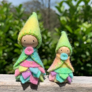 Pastel Rainbow Gnome Family, Set of 4, Waldorf/Steiner Inspired, Peg Dolls, Wool Felt image 6