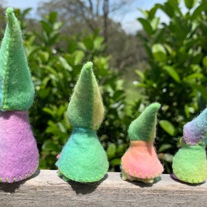 Pastel Rainbow Gnome Family, Set of 4, Waldorf/Steiner Inspired, Peg Dolls, Wool Felt image 3