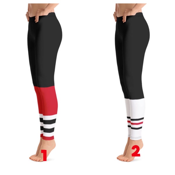 Chicago Blackhawks Colored Hockey Team Leggings