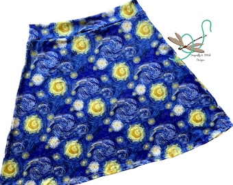 Starry Night Adult Midi Skirt