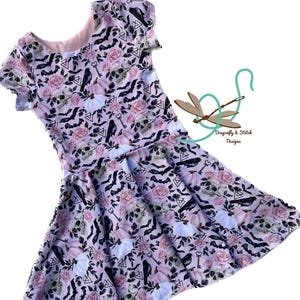Spooky Skulls Pink Twirl Dress with pockets