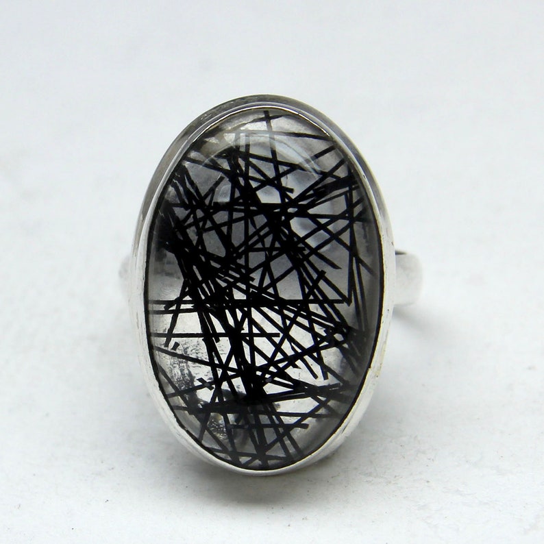 Easter gift Ring Size 5.50 US Natural Amazing Black Rutile Quartz Ring Women Ring 925 Sterling Silver Ring Rutile Quartz Ring