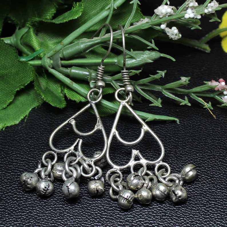 925 Sterling Silver Women Handmade Earrings Beautiful Silver Heart Design earring. Beautiful Small Charm Bell Women Designer Earrings