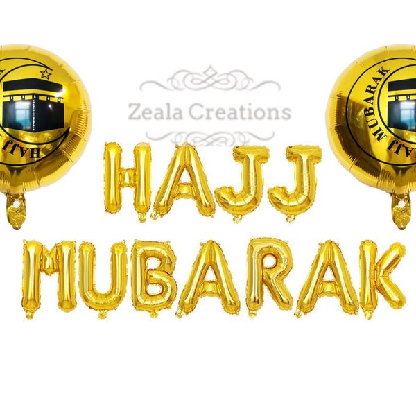 Hajj Mubarak Décorations Gold Foil Balloon Banner Bunting Aïd Décorations