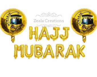 Hajj Mubarak Decorations Gold Foil Balloon Banner Bunting Eid Decorations Hajj Mubarak Decorations Gold Foil Balloon Banner Bunting Eid Decorations