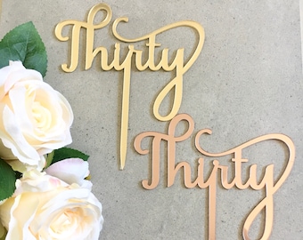 Thirty 30th Birthday Acrylic Cake Topper Mirror Gold 30th Birthday Decorations