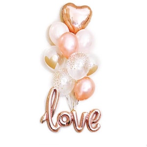 Love Balloons Engagement Bridal Shower Anniversary Party Decorations Heart Proposal Rose Gold Confetti