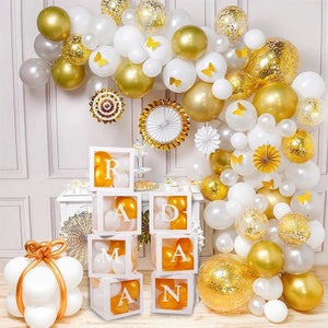 Ramadan Eid Mubarak Decorations Boxes Cube Balloons Clear Transparent Kareem