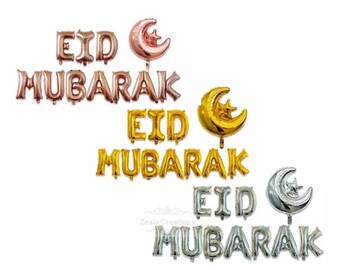 Eid Mubarak Foil Balloon Decorations Gold Silver Rose Gold Eid Mubarak Foil Balloon Decorations Gold Silver Rose Gold