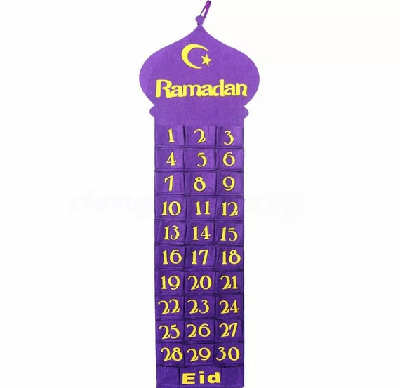 Ramadan Countdown Calendar, 2024 Wooden Advent Calendar with Cloth Pocket  Eid Calendar Decorations, 30 Days Eid Mubaraks Home Party Ornament, Ramadan