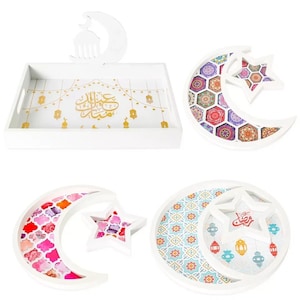 Ramadan Kareem Eid Mubarak Dessert Serving Tray Acrylic Ornament Decorations Boxes Tea Chai