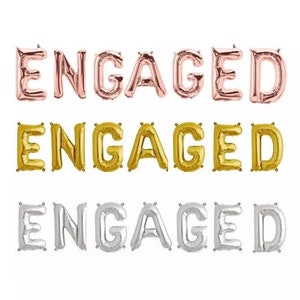 Engaged Balloons Banner Engagement Party Decorations Rose Gold Silver Gold