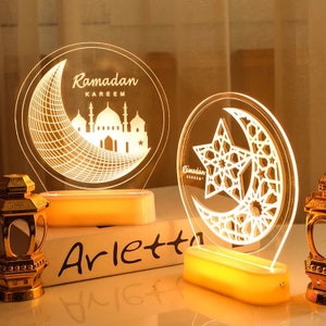Ramadan Mubarak Kareem Decorations LED Lights Window Hanging Ornament