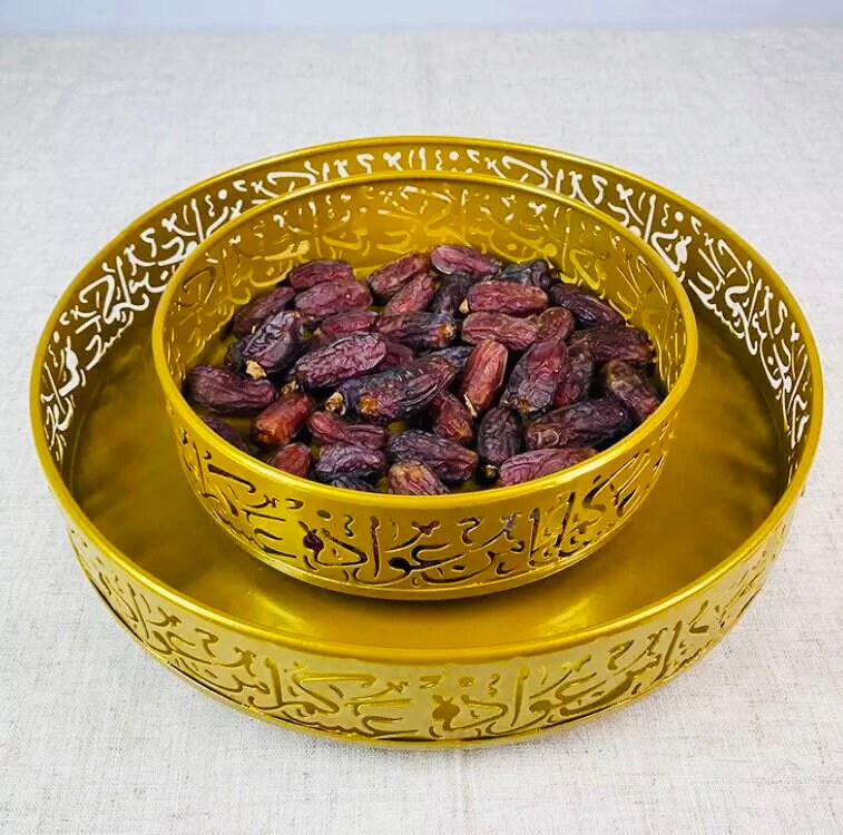 Ramadan dienblad, houten maan en ster, gebak, dienblad, Eid Mubarak, tafeldecoratie, bord, keuken, fruit, snack, dienblad, eten serveren, Eid Mubarak-borden voor eten, fruit, snack, desserthouder (1