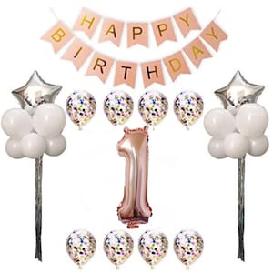 1. Geburtstag Party Dekorationen Ballons Banner Rose Gold 30pcs große Riesige 1 Ballon Set