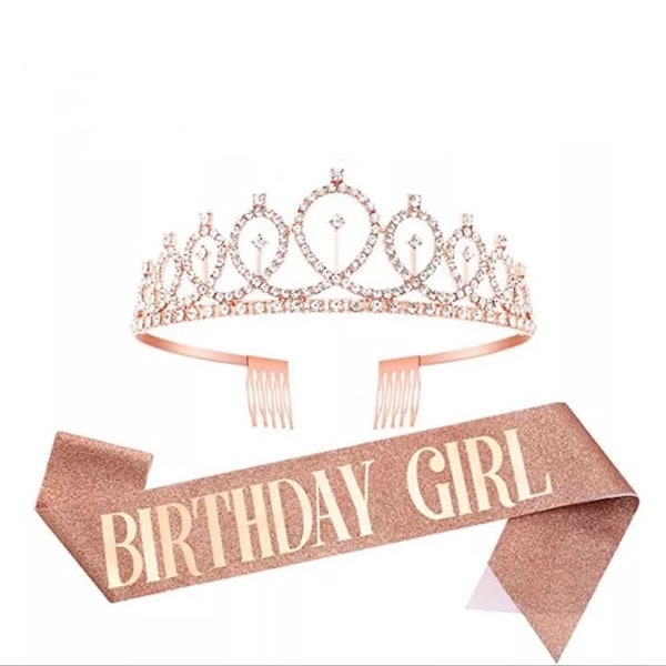 Birthday Girl Glitter Sash Tiara Crown 16th 18th 21st 30th 40th 50th 60th Birthday Party Decorations