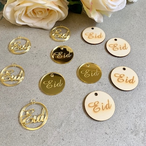 10 Eid Gold Spiegel Acryl Holz Laser geschnitten Geschenkanhänger Dekorationen präsentiert Boxen gefallen