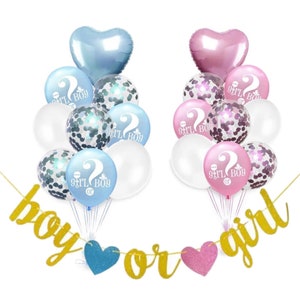 Boy or Girl Gender Reveal Baby Shower Decorations Gold Banner Bunting