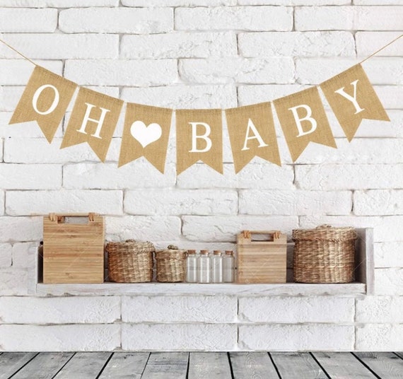 Gender Reveal Boy Girl Party Supplies. Welcome Baby Burlap Banner-Vintage Burlap Linen Flags Decorative for Baby Shower 