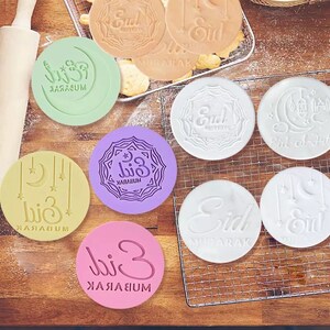 Ramadan Eid Mubarak Cookie Stamp Embosser Decorações Estêncil Bolo Fondant Hajj Umrah Mubarak